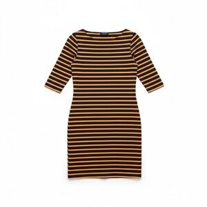 Saint James Propriano Stripe Dress US‎ 4 Navy Orange 3/4 Sleeve